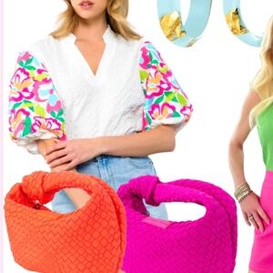 Flash Sale! THML embroidered puff‎ sleeve white top size XS